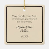 モダンベビーフォトクリスマスシャンパン金ゴールドスクリプト セラミックオーナメント (裏面)