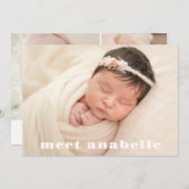 モダンベビーフォトコラージュ男女兼用誕生 案内状 (正面/裏面)
