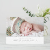 モダンベビーフォトシンプルミニマルスタイルブルー 案内状 (スタンド正面)