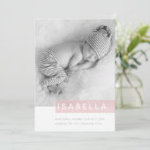 モダンベビーフォトシンプル女子ピンクパネルオーバーレイ 案内状 (スタンド正面)