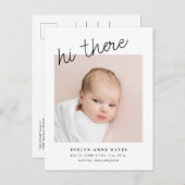 モダンベビーフォトスカジュアルクリプトHi There誕生 案内ポストカード (正面/裏面)
