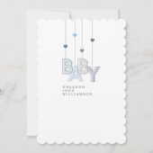 モダンベビーブロック文字フォトグリッドコラージュボーイ 案内状 (裏面)