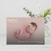 モダンベビー写真の名前の統計誕生 案内状 (スタンド正面)