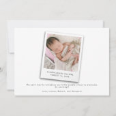 モダンベビー写真の名前の統計誕生 案内状 (裏面)