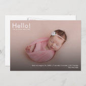 モダンベビー写真の名前の統計誕生 案内状 (正面/裏面)