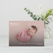 モダンベビー写真の名前Stats Birth Announcement (スタンド正面)