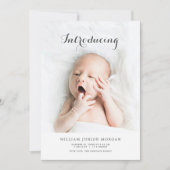 モダンベビー写真の生誕通知カード 案内状 (正面)