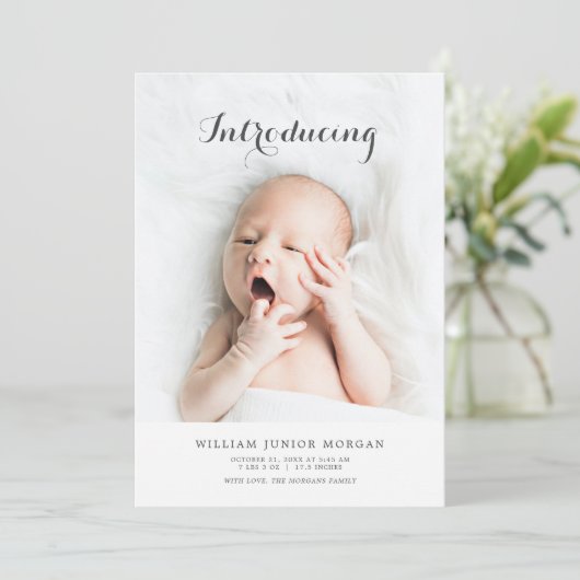 モダンベビー写真の生誕通知カード 案内状 (スタンド正面)