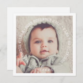 モダンベビー写真の誕生発表フラットカード (正面/裏面)