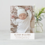 モダンベビー写真の誕生発表フラットカード (スタンド正面)