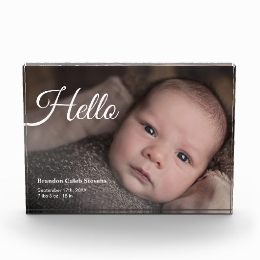 モダンベビー写真の誕生発表写真ブロック フォトブロック (正面)