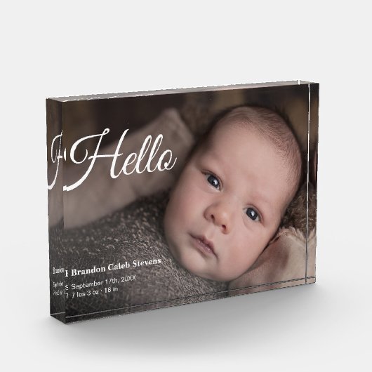 モダンベビー写真の誕生発表写真ブロック フォトブロック (左)