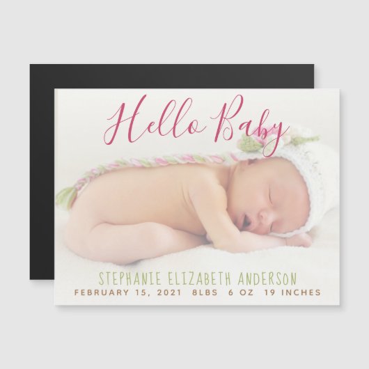 モダンベビー写真の誕生発表磁気カード (正面/裏面)