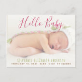 モダンベビー写真の誕生発表葉書 ポストカード (正面)