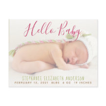 モダンベビー写真の誕生発表葉書