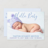 モダンベビー写真の誕生発表葉書 案内ポストカード (正面/裏面)