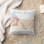 モダンベビー写真の誕生発表 クッション (ブランケット)
