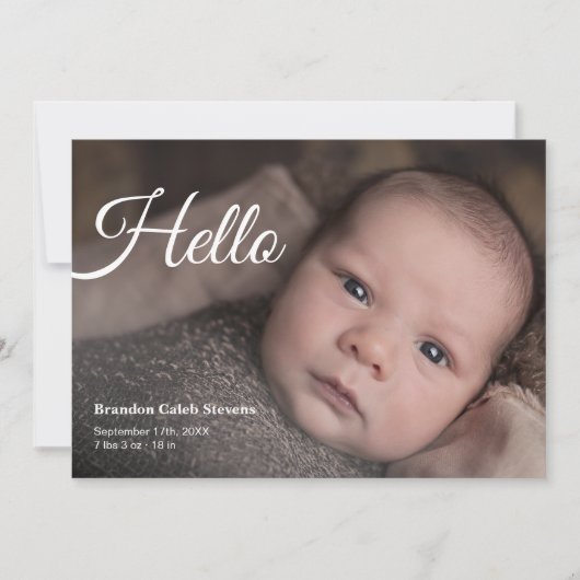モダンベビー写真の誕生発表 案内状 (正面)
