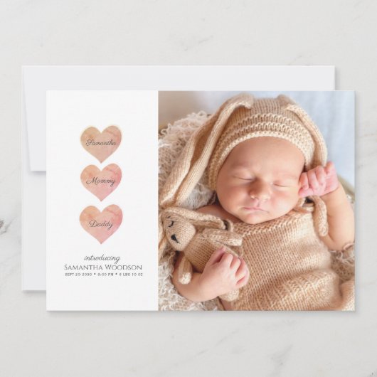 モダンベビー写真の誕生発表 案内状 (正面)