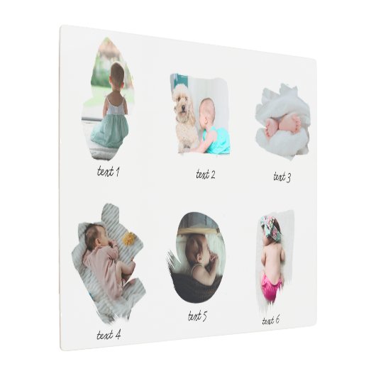 モダンベビー写真コラージュ メタルプリント (アングル)