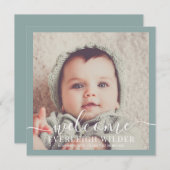 モダンベビー写真ブルーグリーン生誕発表 (正面/裏面)