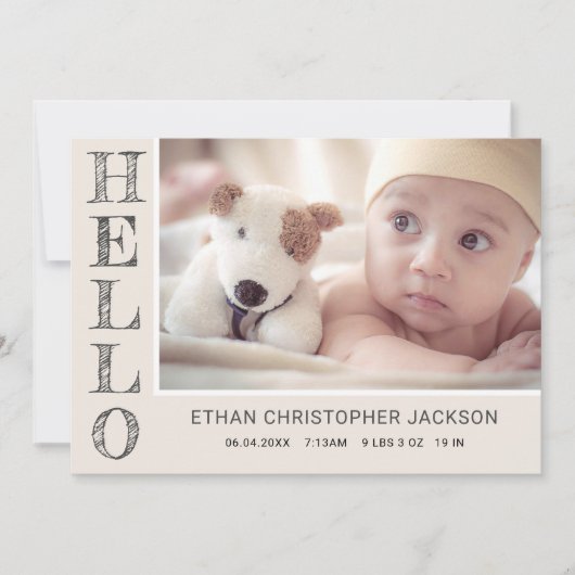 モダンベビー写真モダン誕生の発表 案内状 (正面)