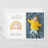 モダンベビー写真レインボー誕生発表 案内状 (正面)