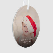 モダンベビー写真初めてのクリスマスパーソナライズされた オーナメント (正面)