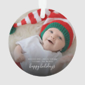 モダンベビー写真初めてのクリスマスパーソナライズされた オーナメント (裏面)
