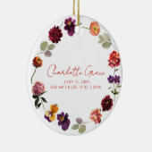 モダンベビー写真誕生統計ボホ素朴フローラ セラミックオーナメント (右)