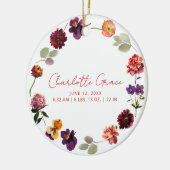 モダンベビー写真誕生統計ボホ素朴フローラ セラミックオーナメント (左)