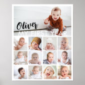 モダンベビー写真1年目のマイルストーン記号 ポスター (正面)