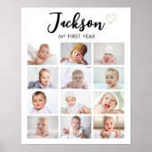 モダンベビー写真1st誕生日マイルストーンのサイン ポスター (正面)