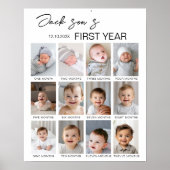 モダンベビー写真1st誕生日マイルストーンのサイン ポスター (正面)