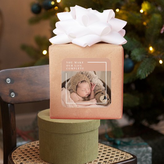 モダンベビー写真 |あなたは私の人生を完全な贈り物にする スクエアシール