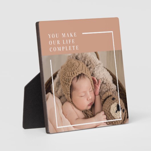 モダンベビー写真 |あなたは私の人生を完全な贈り物にする フォトプラーク (正面)