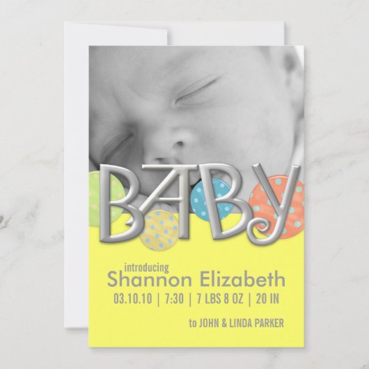 モダンベビー出産の告知 案内状 (正面)