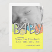 モダンベビー出産の告知 案内状 (正面/裏面)