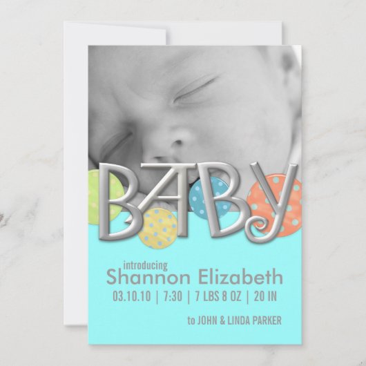 モダンベビー出産の告知 案内状 (正面)