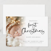 モダンベビー初めてのクリスマスカスタムフォトカード シーズンカード (正面/裏面)