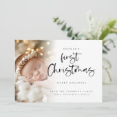 モダンベビー初めてのクリスマスカスタムフォトカード シーズンカード (スタンド正面)