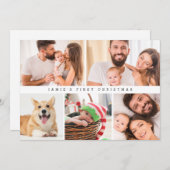 モダンベビー初めてのクリスマスカスタムフォトコラージュ シーズンカード (正面/裏面)