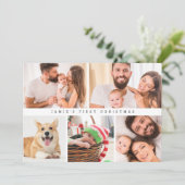 モダンベビー初めてのクリスマスカスタムフォトコラージュ シーズンカード (スタンド正面)