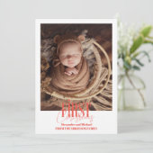 モダンベビー初めてのクリスマスカスタム写真 シーズンカード (スタンド正面)