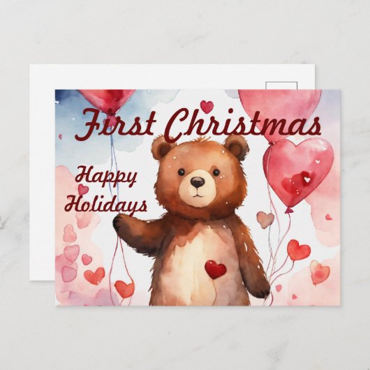 モダンベビー初めてのクリスマスカード インビテーションポストカード (正面/裏面)