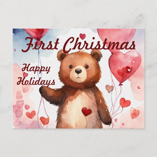 モダンベビー初めてのクリスマスカード インビテーションポストカード (正面)