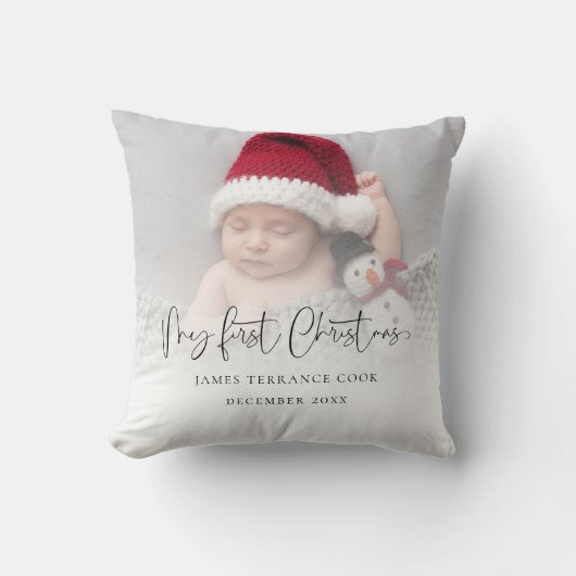 モダンベビー初めてのクリスマスフォトオーバーレイ クッション (正面)