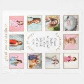 モダンベビー卒業10枚の写真の名前の年間卒業 フリースブランケット (正面(横))