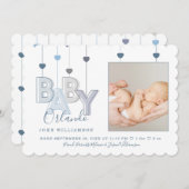 モダンベビー文字の生まれたばかりの男の赤ちゃん写真 案内状 (正面/裏面)