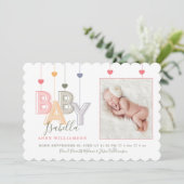 モダンベビー文生まれたばかりの書Baby Girl写真 案内状 (スタンド正面)